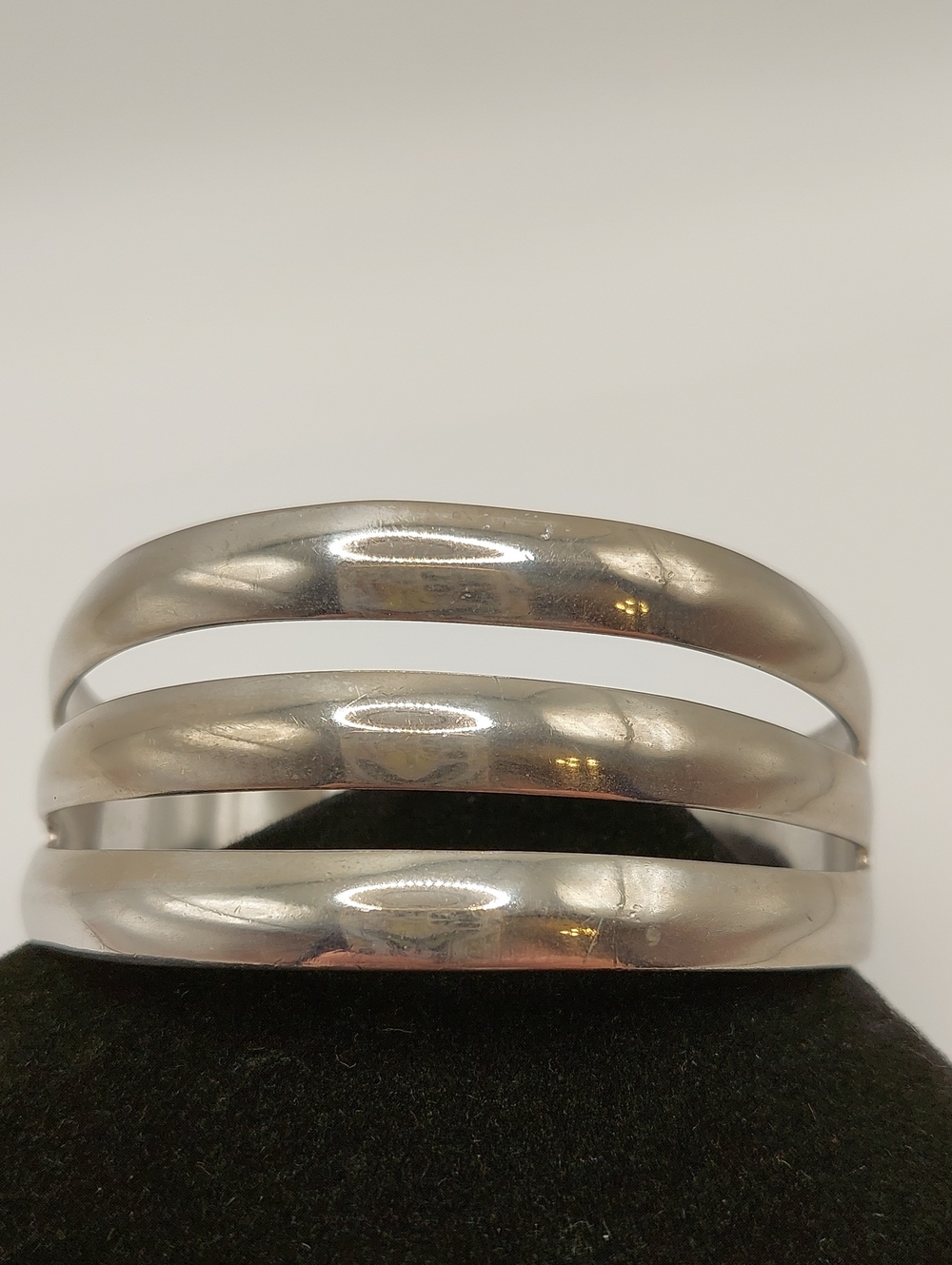 Polished Silver Over Solid Copper Triple Cuff Bracelet